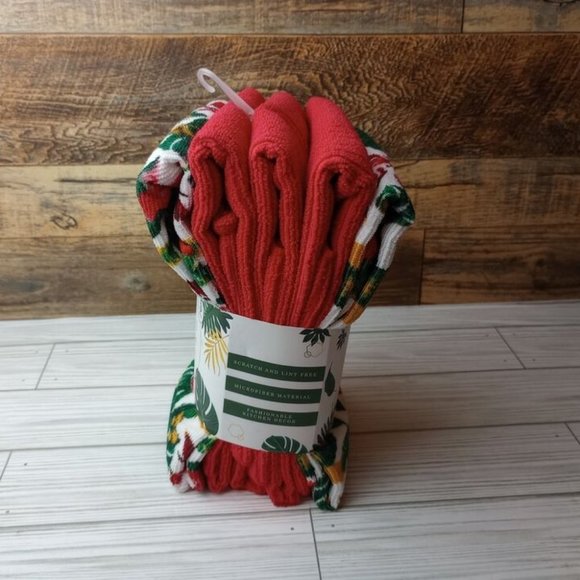 5 Pack Tropical Paradise Microfiber Kitchen Towels Butterflys & Flowers - Picture 4 of 6